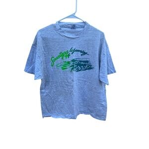 Vintage Wyoming T-Shirt XL Gray Green-cool unique tee